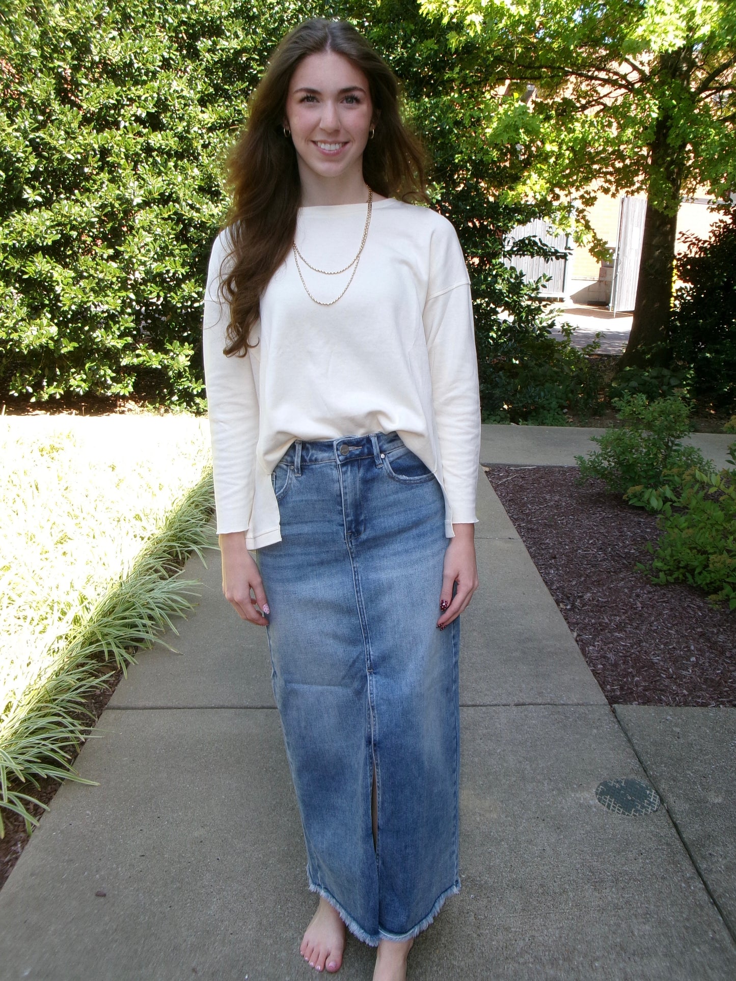Risen Denim Slit Skirt
