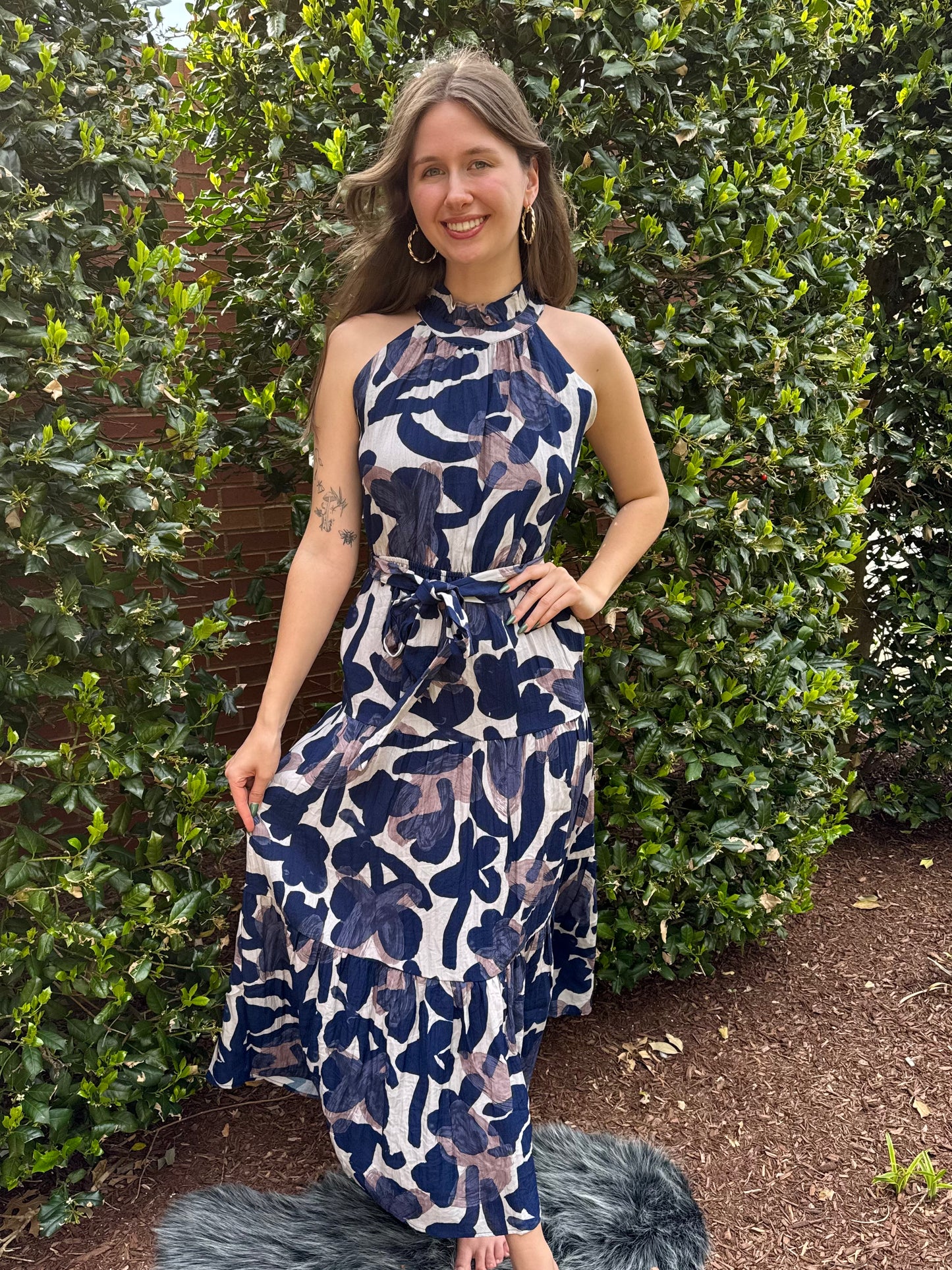 Jennifer Abstract Halter Dress