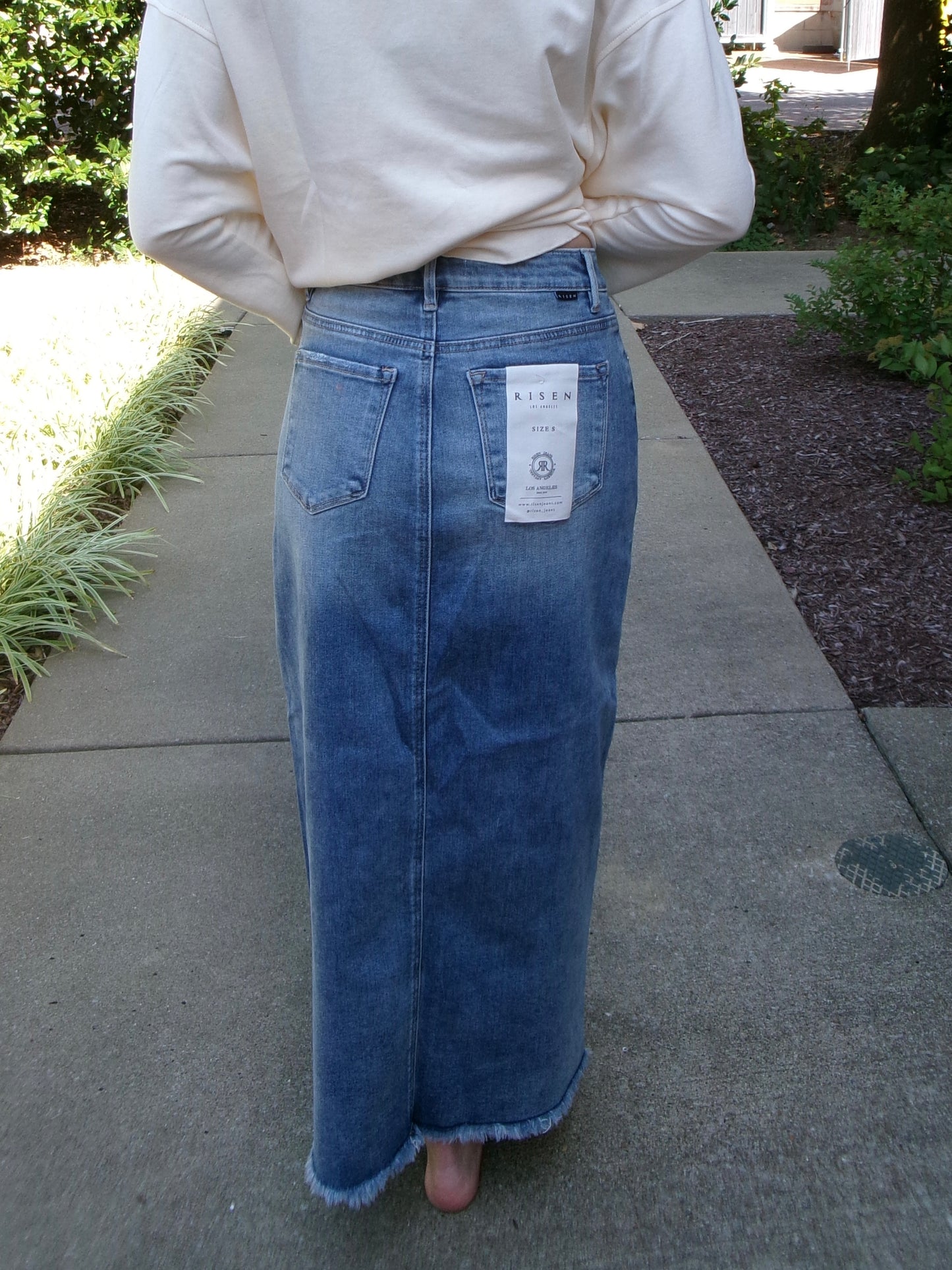 Risen Denim Slit Skirt