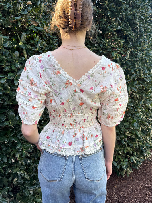 May Flowers Peplum Blouse