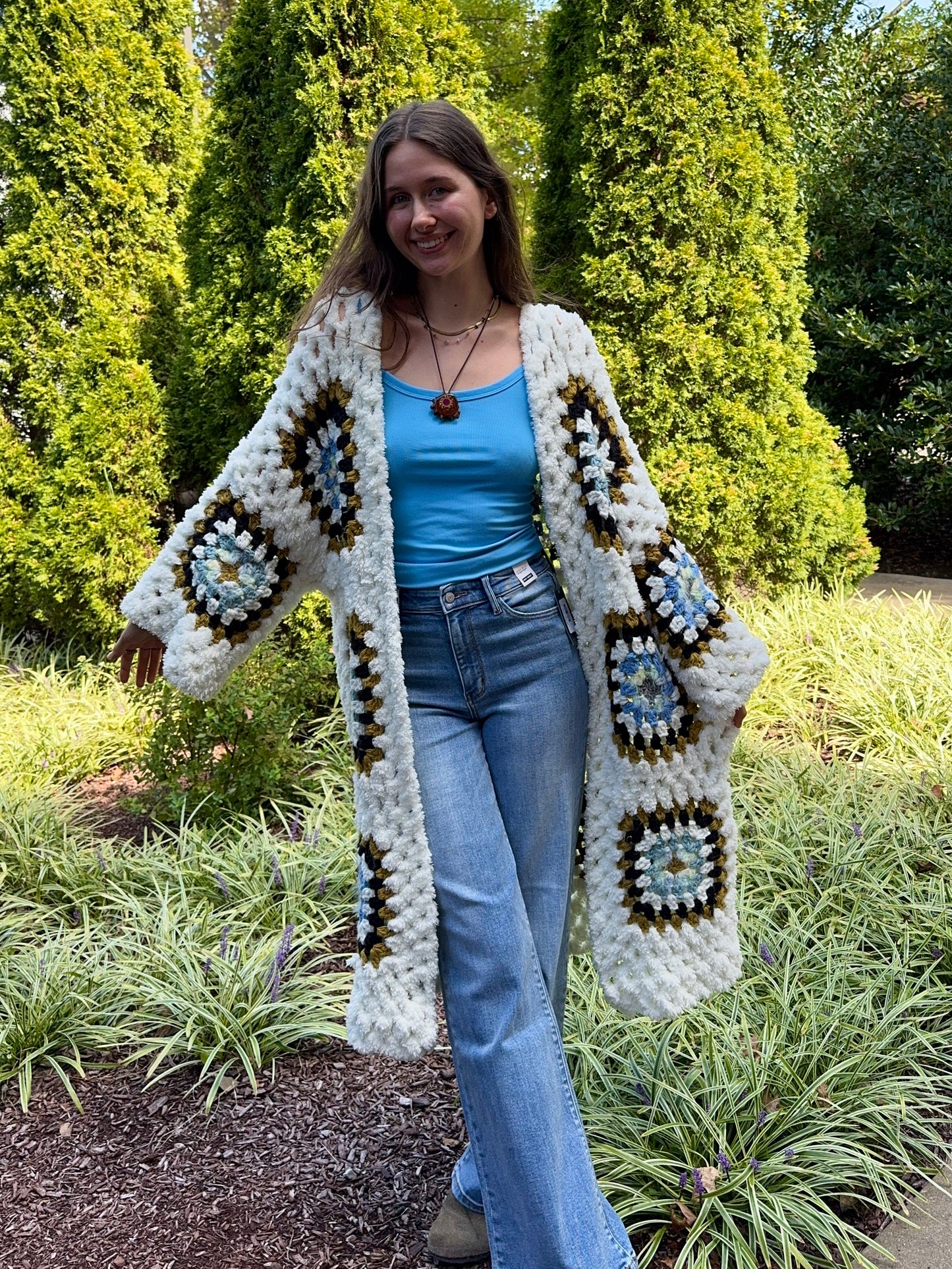 Fluffy Granny Square Cardi