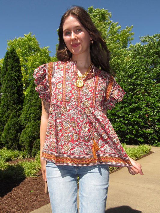 Paula Antique Printed Blouse