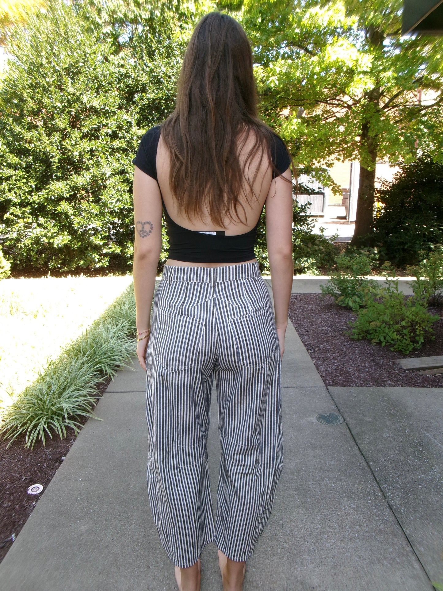 Pinstripe Barrel Jean