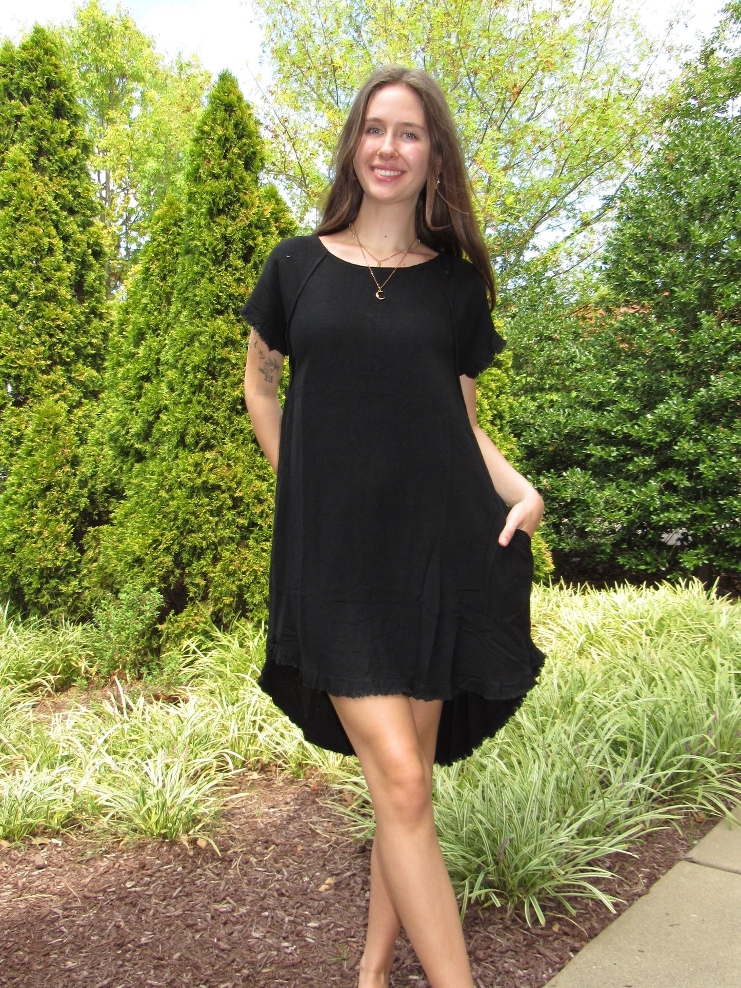 Hi-Lo Ebony Fray Dress