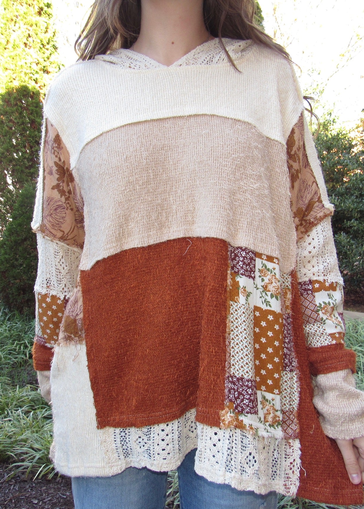 Layla Patchwork Fuzzy Hoodie