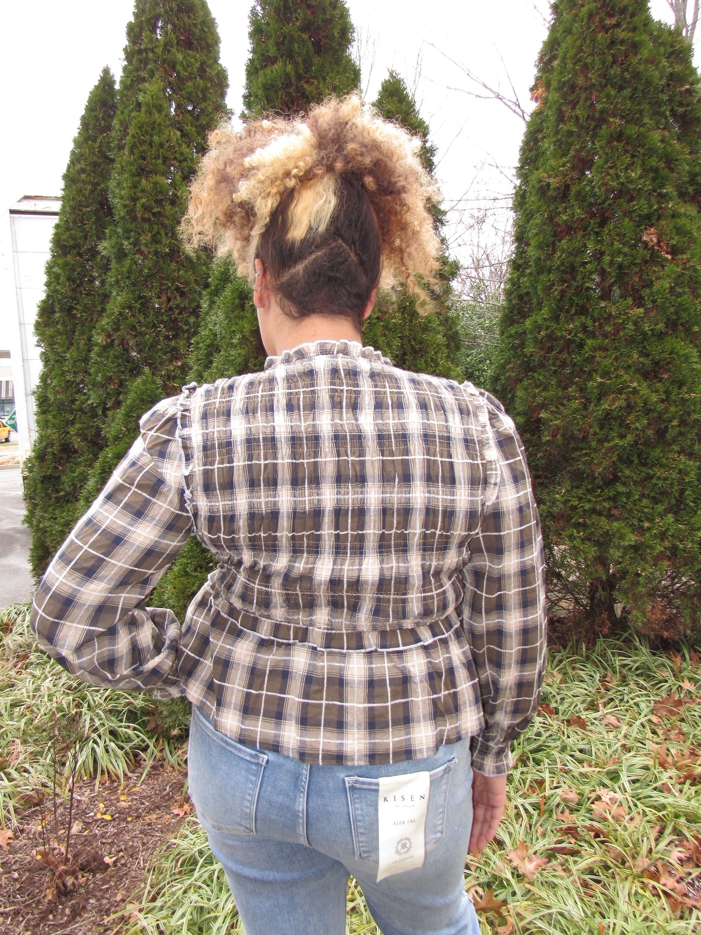 Parker Plaid Bow Tie Top