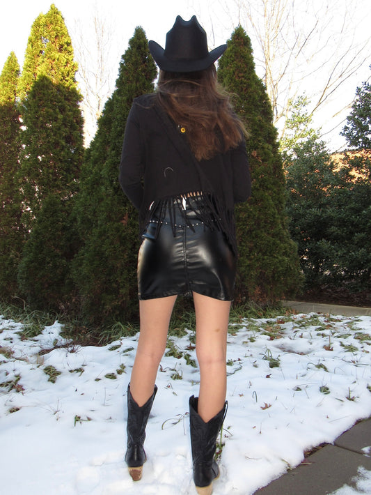 Western Pleather Stud Skirt