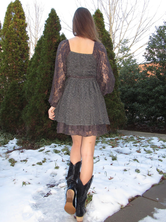 Dark Rose Sweetheart Lace Dress