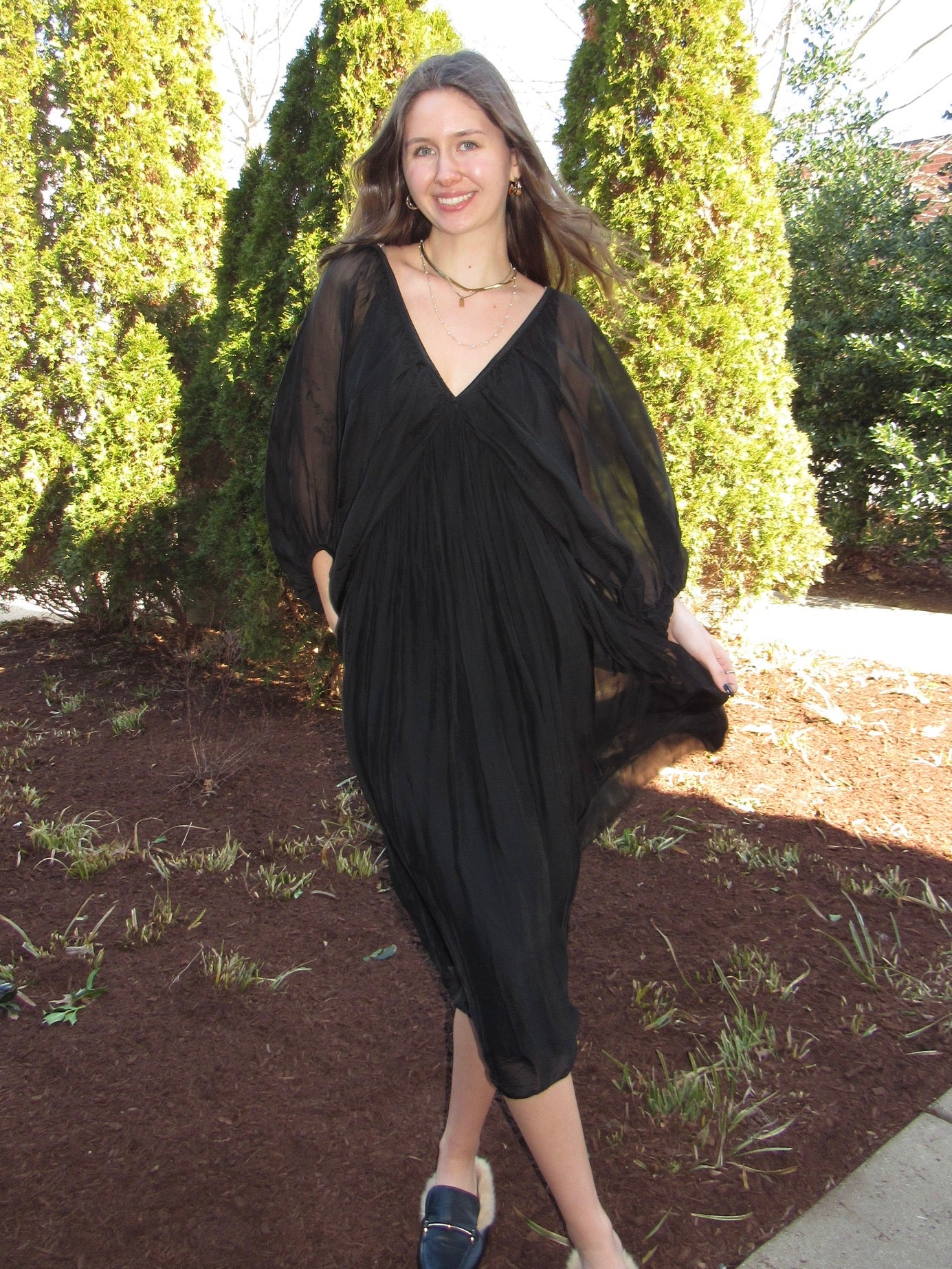 Silk Draped Midi Dress