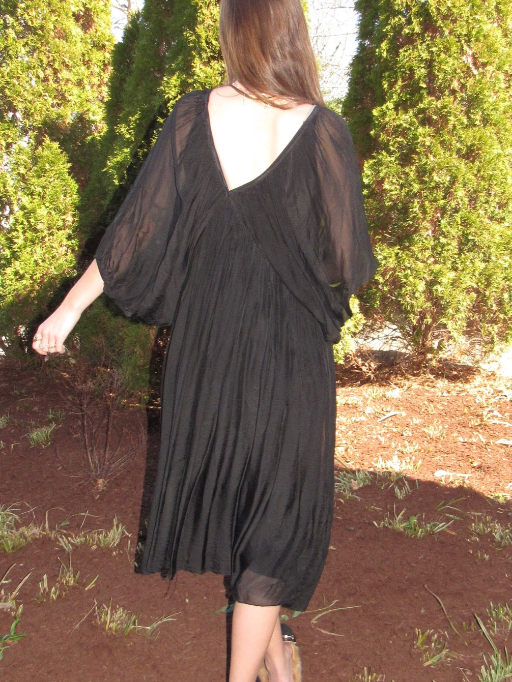 Silk Draped Midi Dress