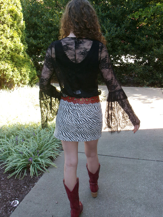 Zebra Denim Mini Skirt