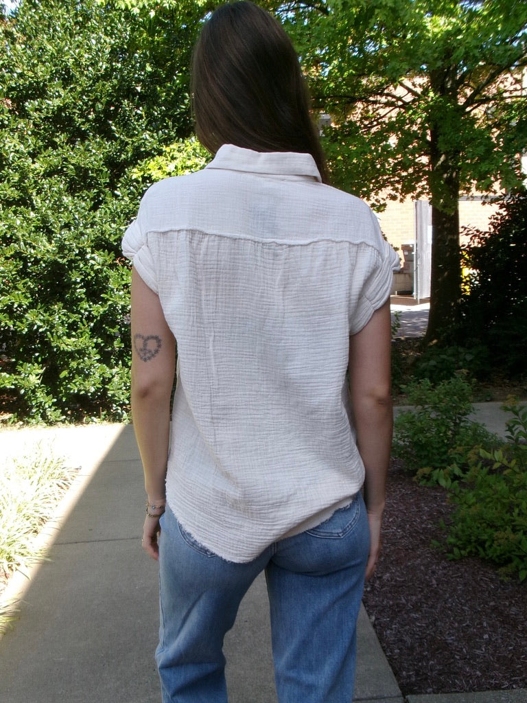Gauze Button-Down Tee