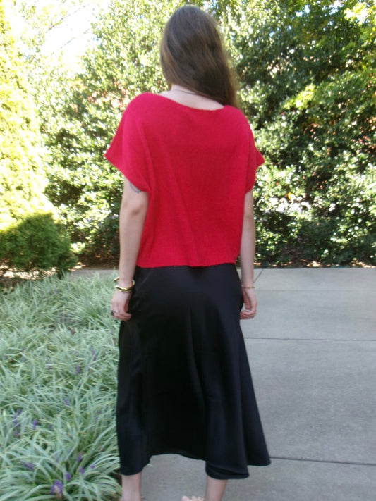 Victoria Black Satin Skirt