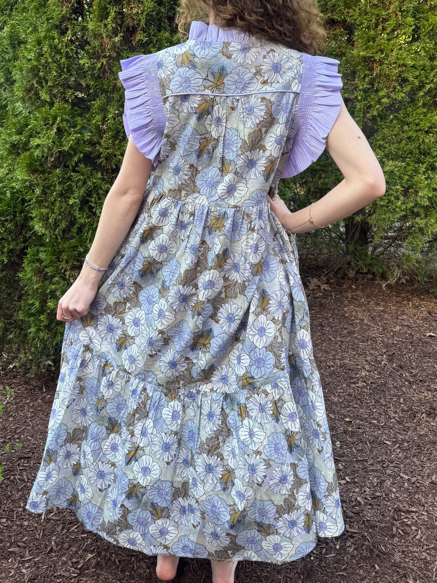 Purple Frill Floral Dress