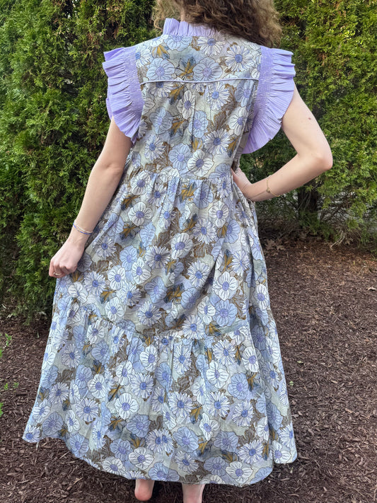 Purple Frill Floral Dress