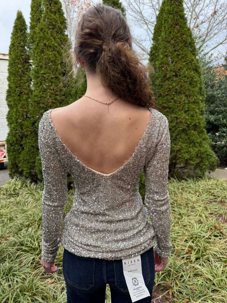 Shimmy Sequin Backless Dress