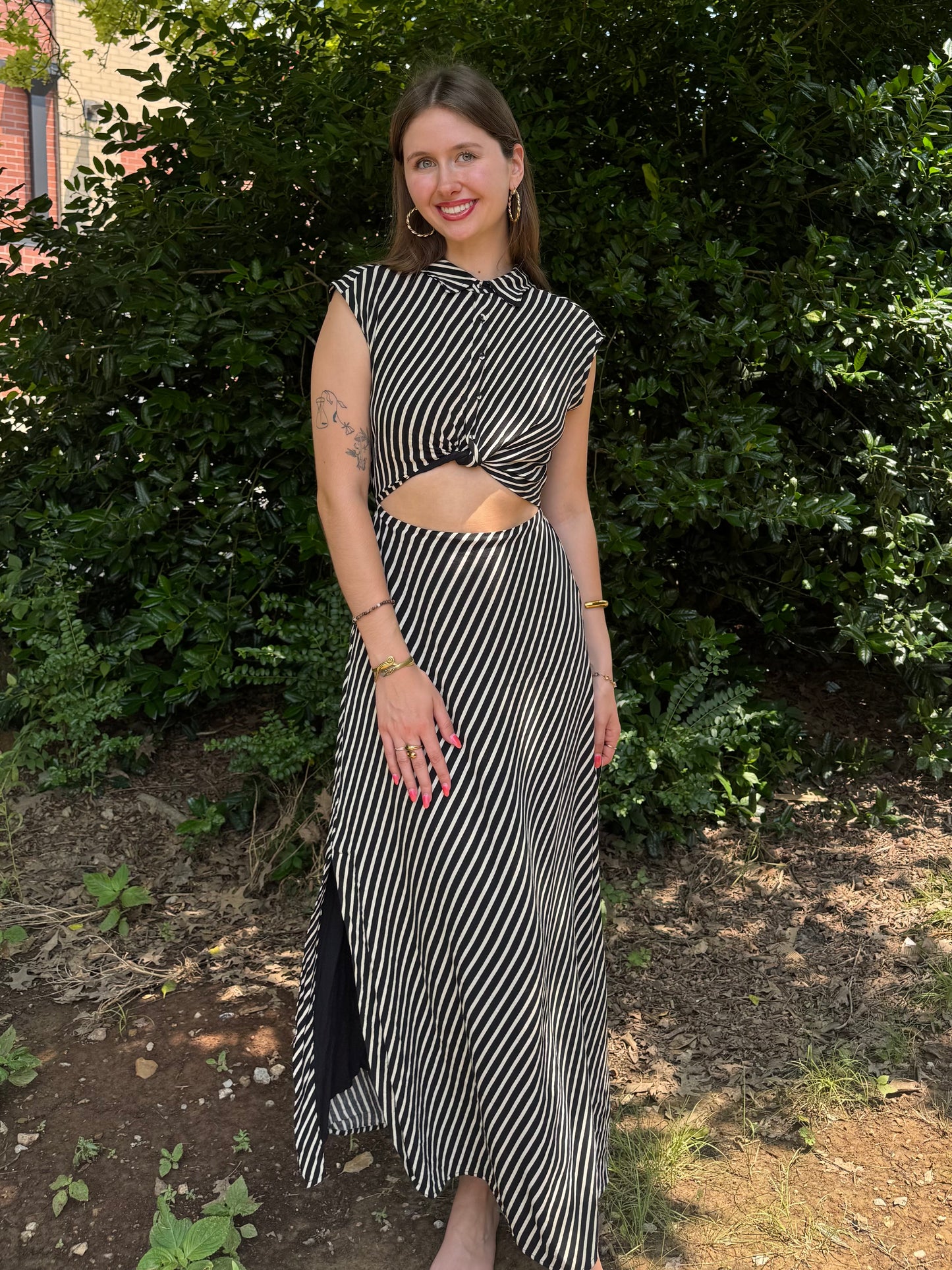 Adrien Striped Cutout Dress