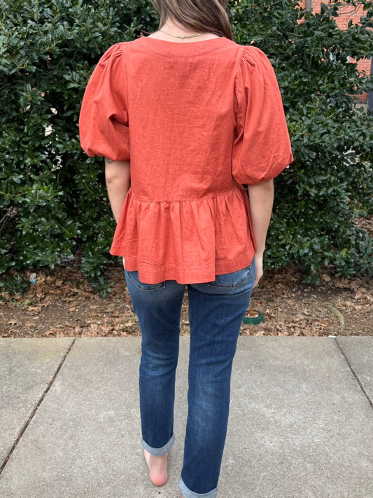 Ella Bow Peplum Bubble Blouse