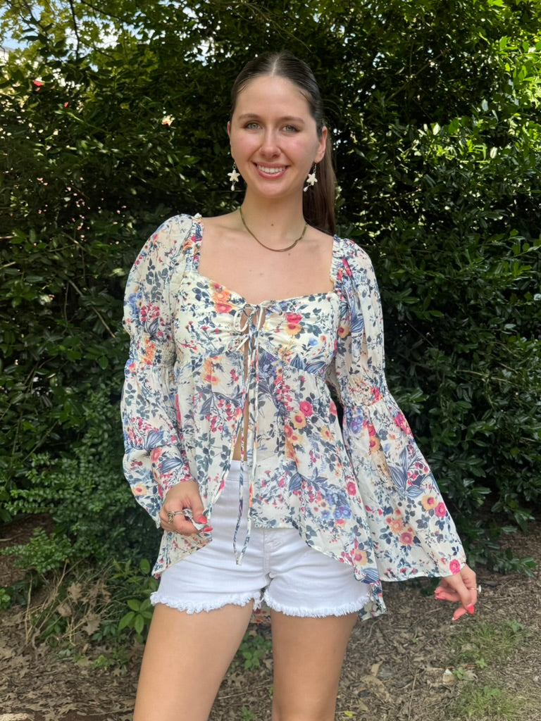 Free Girl Floral Tie Blouse