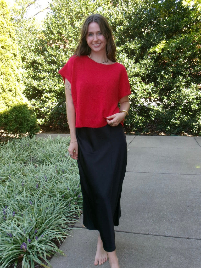 Victoria Black Satin Skirt