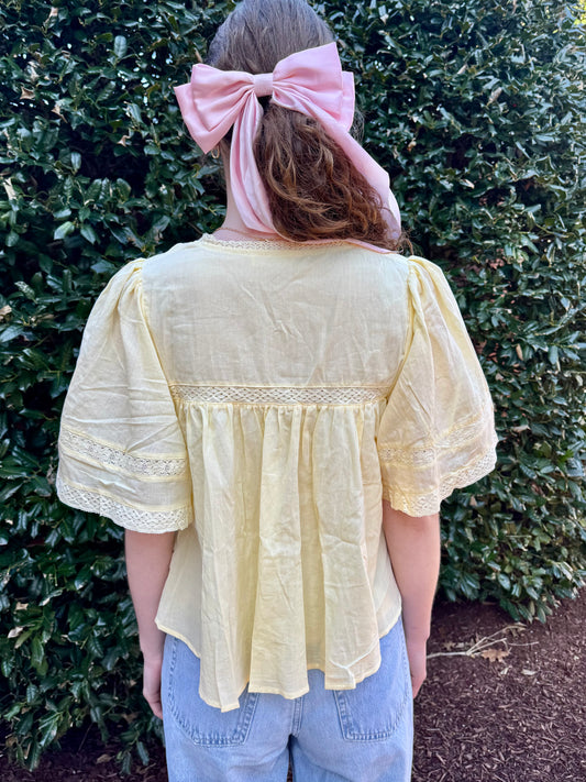 Belle Lacey Butter Blouse