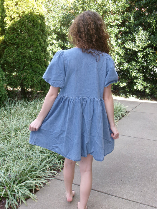 Mary Beth Bow Denim Dress
