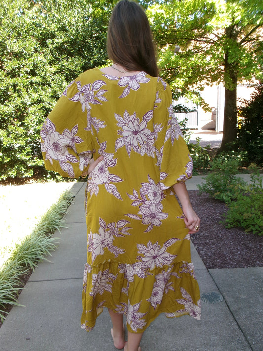 Kiwi Blossom Maxi Dress