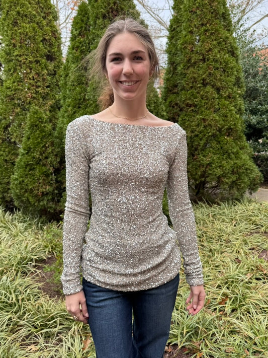 Shimmy Sequin Backless Dress