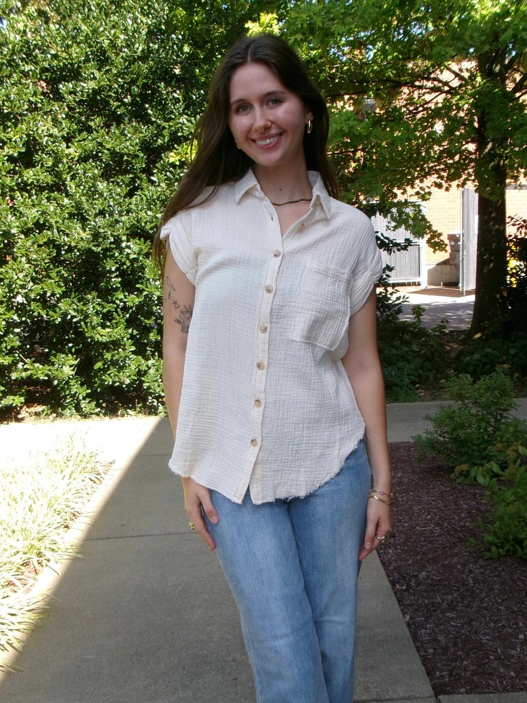 Gauze Button-Down Tee