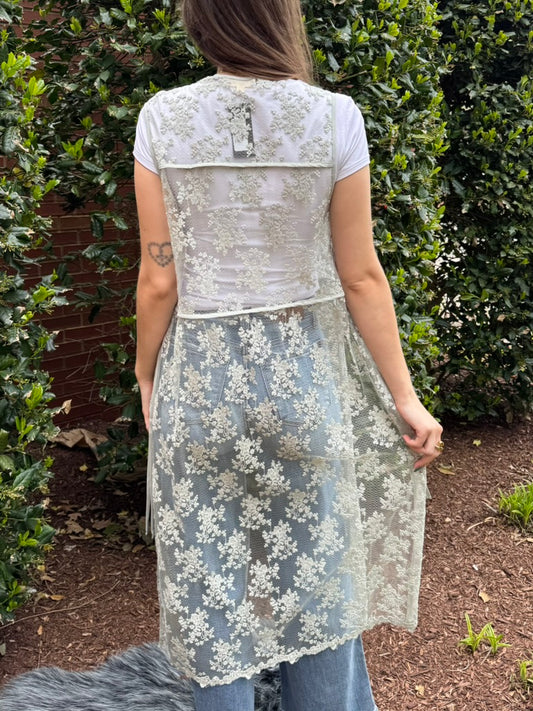 Lace Tied Long Vest
