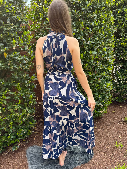 Jennifer Abstract Halter Dress