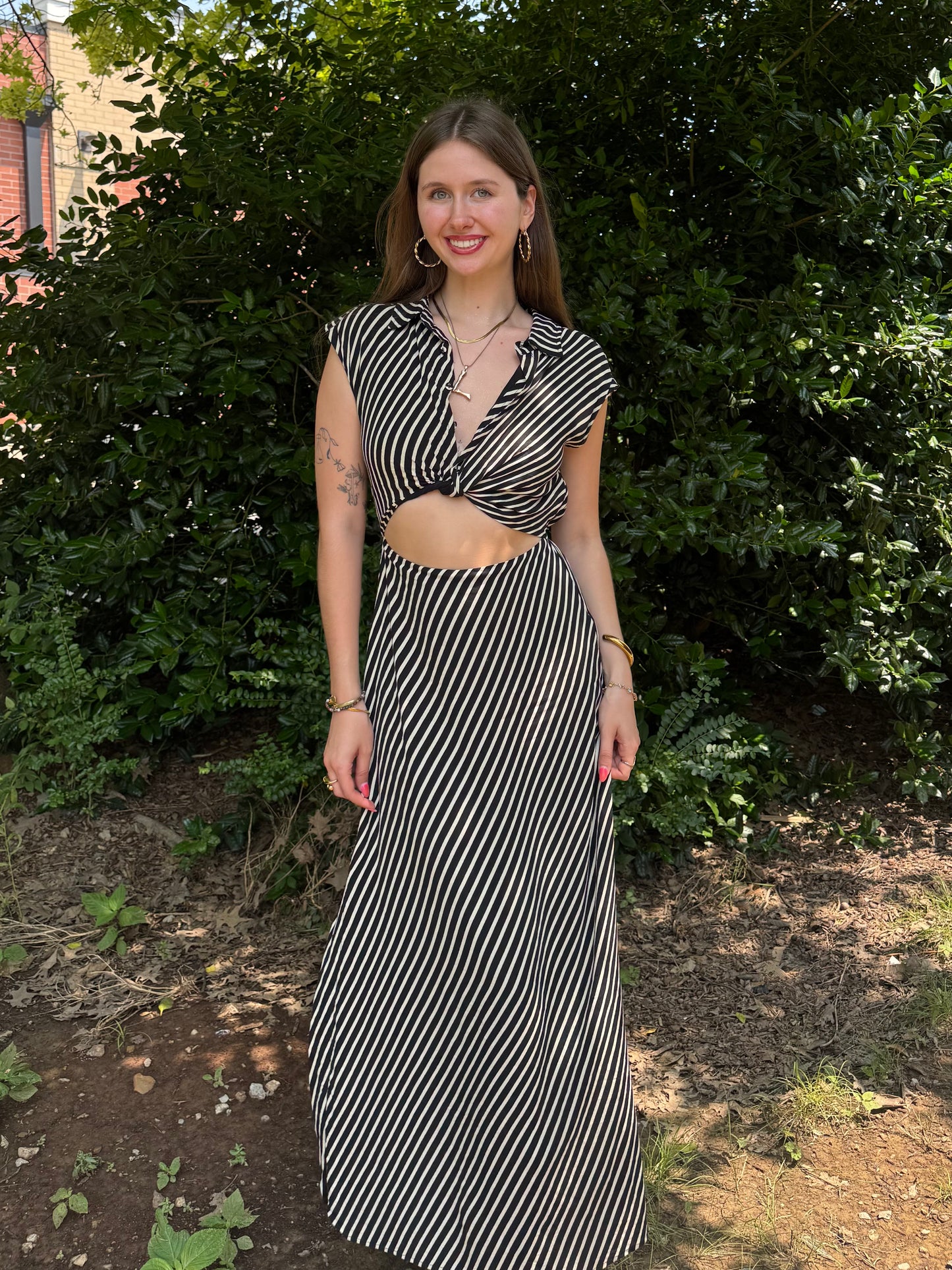 Adrien Striped Cutout Dress
