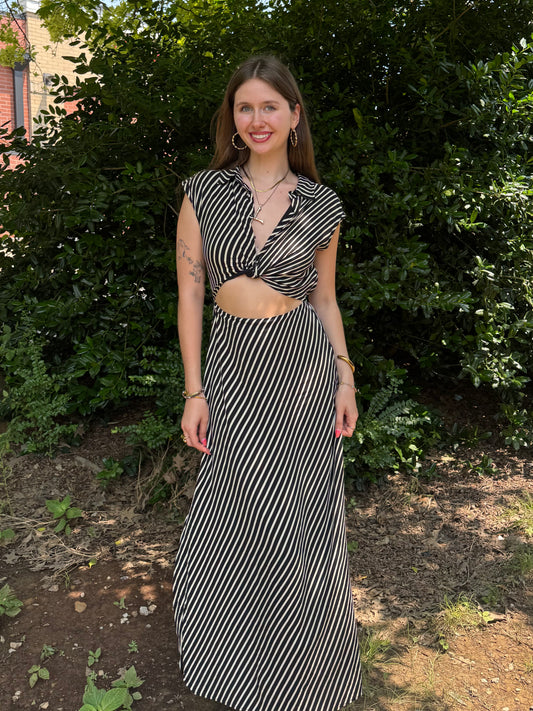 Adrien Striped Cutout Dress