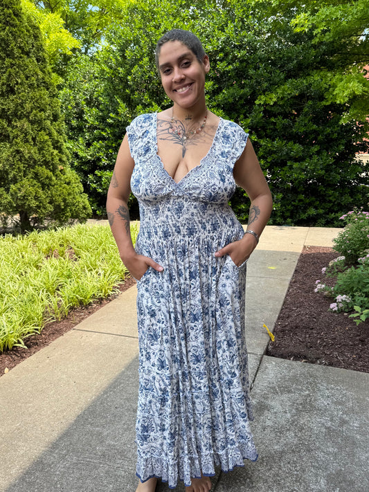 Aquamarine Elastic Maxi Dress