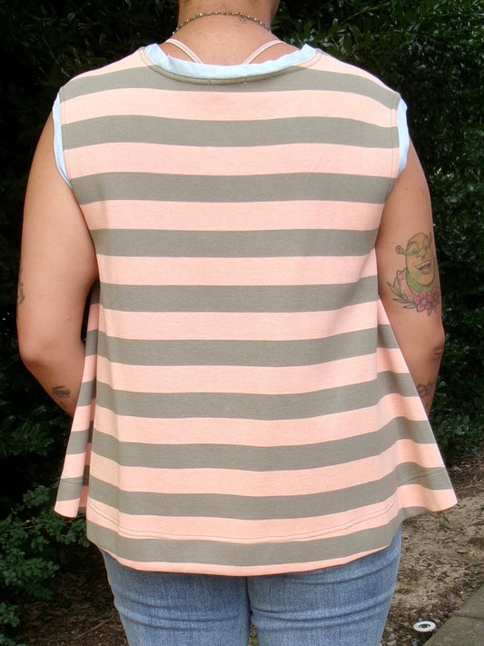 Apricot Olive Stripe Tank