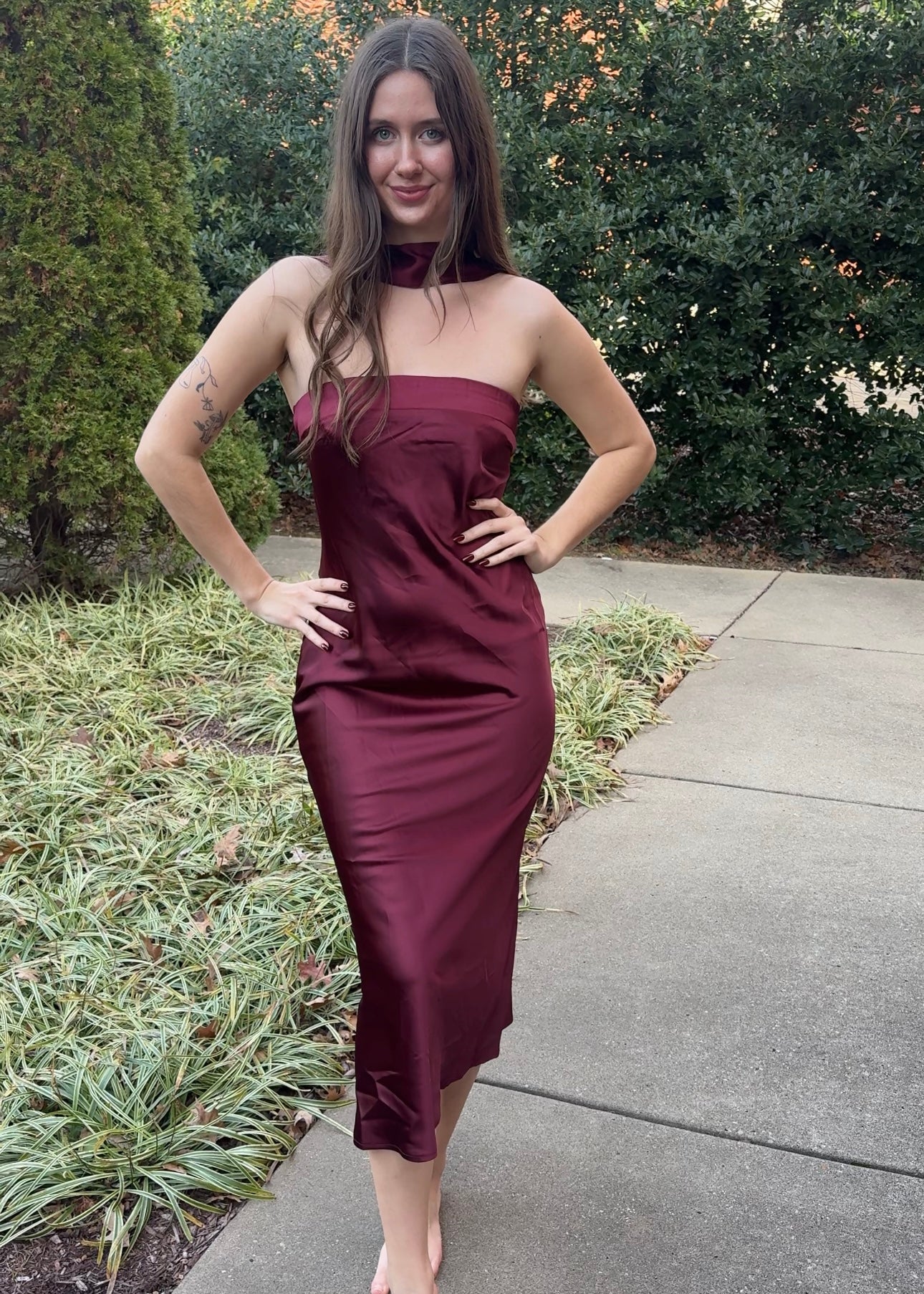 Ruby Satin Strapless Dress