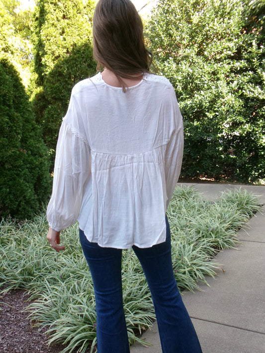 Laura Lace Babydoll Blouse