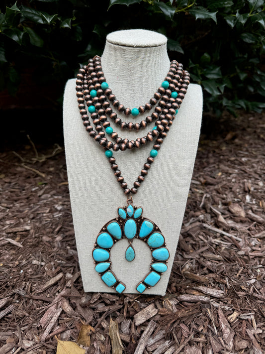 Brass Beaded Turquoise Necklace