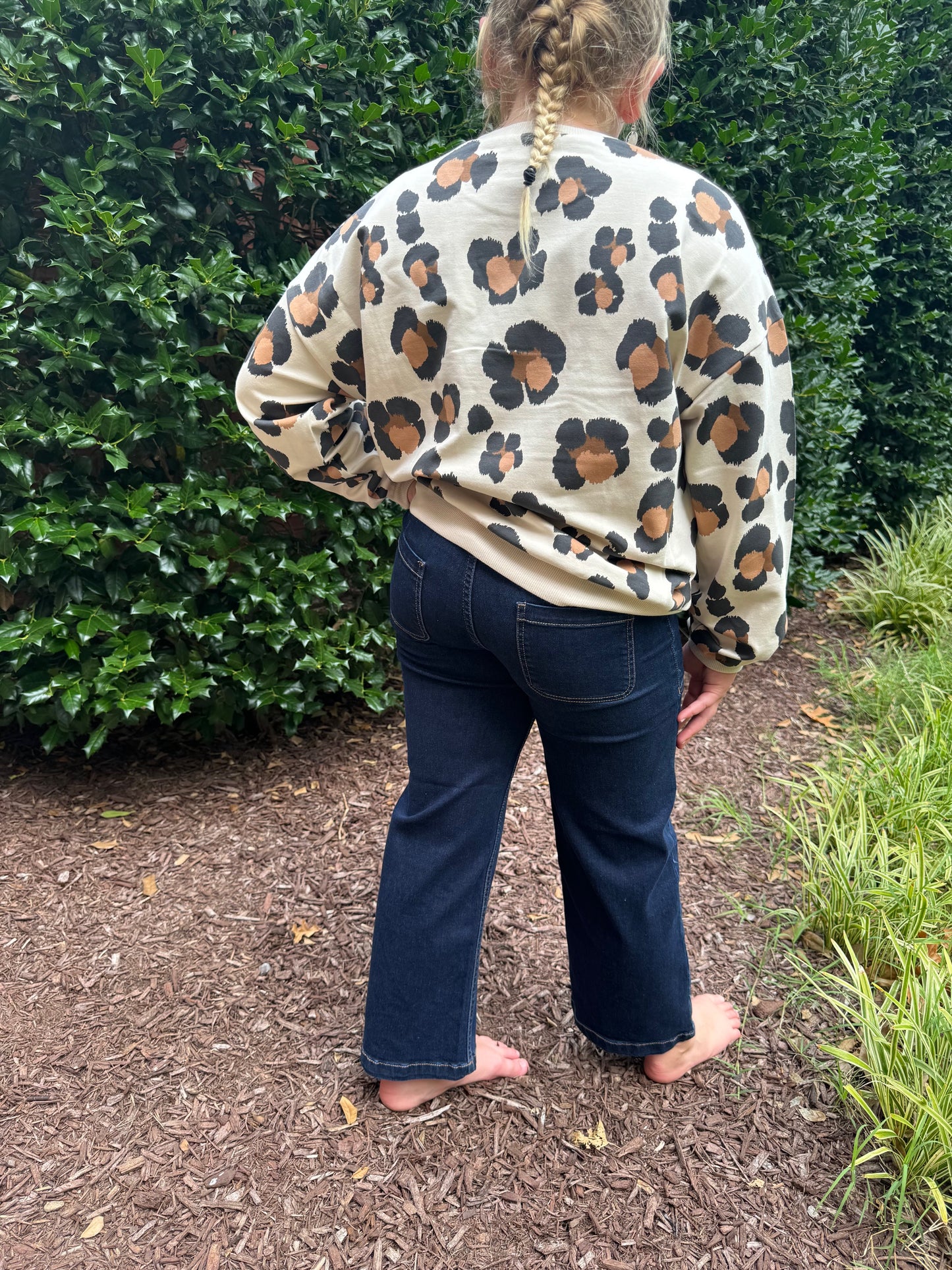 Lil Button-fly Wide Leg Jeans