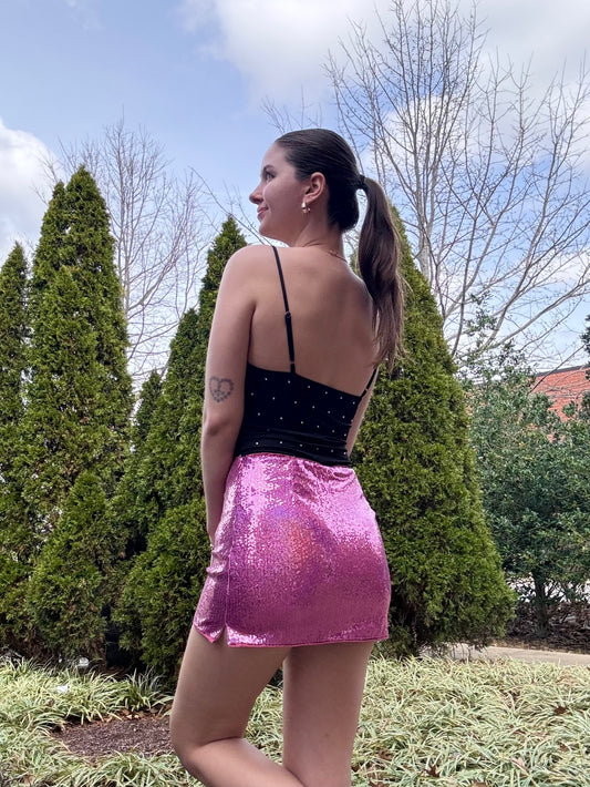 Hot Stuff Pink Sequin Skirt