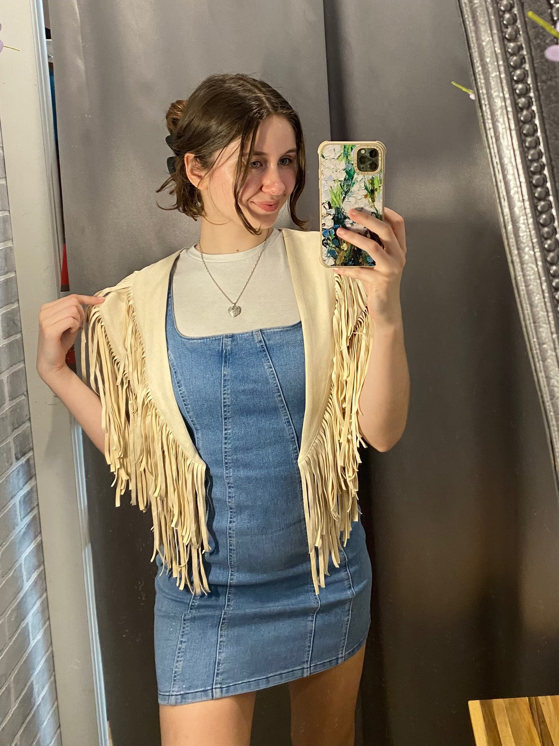 Fringy Collar Cropped Vest