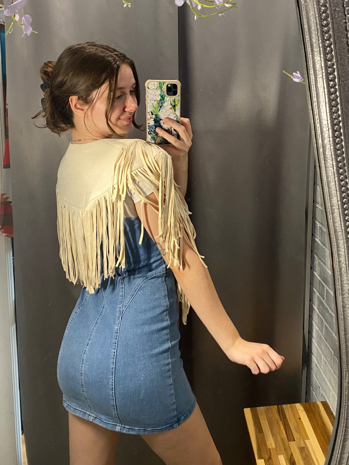 Fringy Collar Cropped Vest