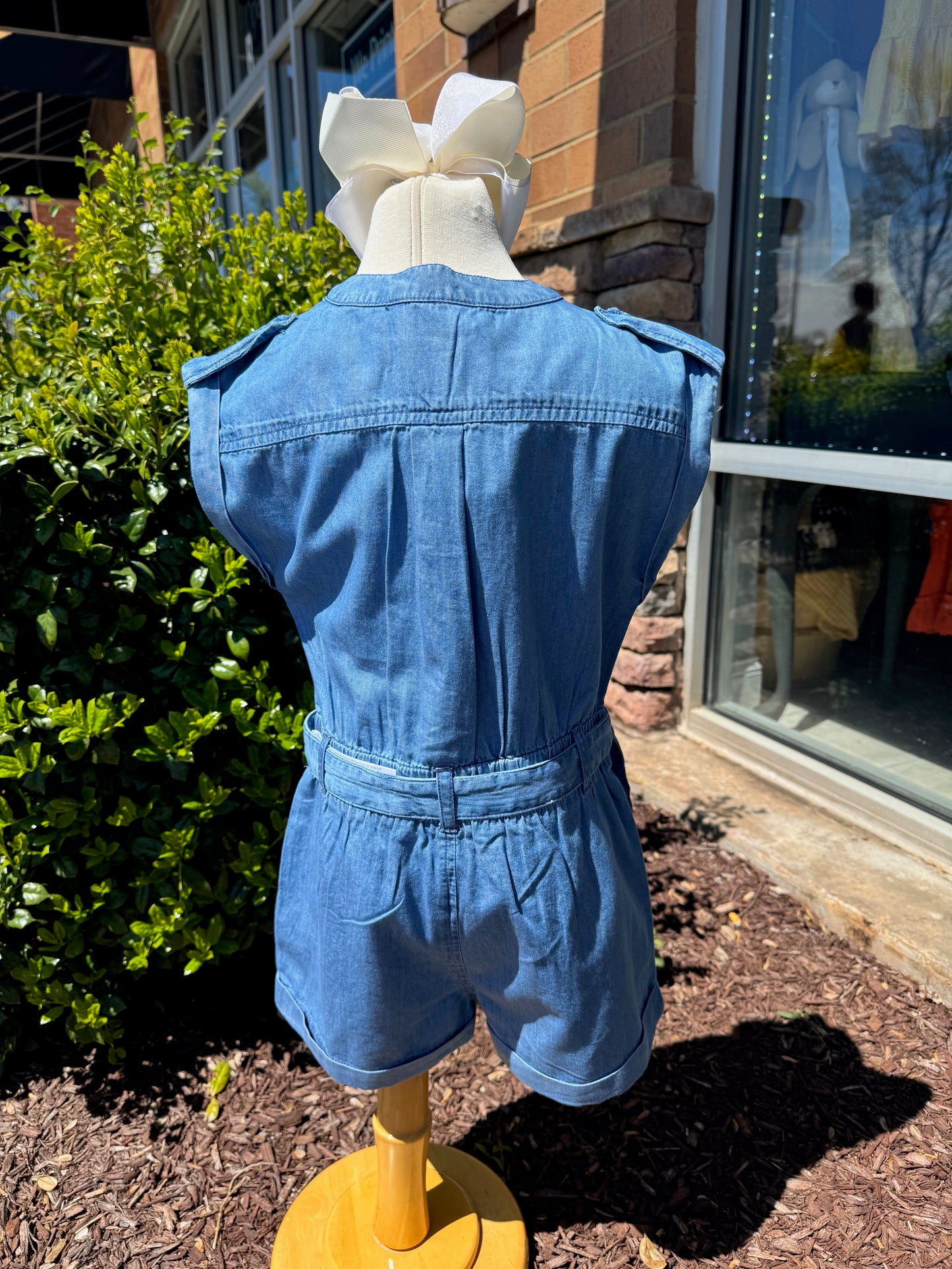 Lil Denim Belted Playsuit