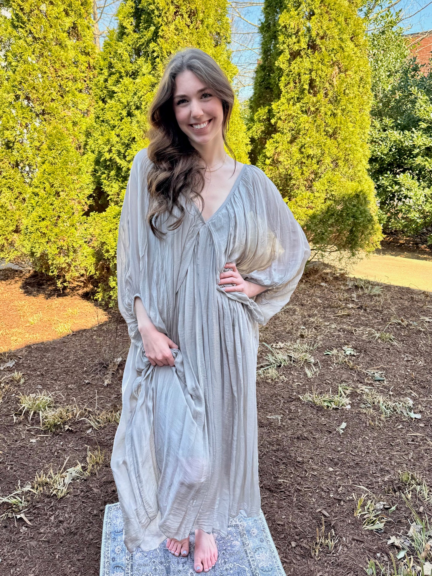 Silk Draped Midi Dress