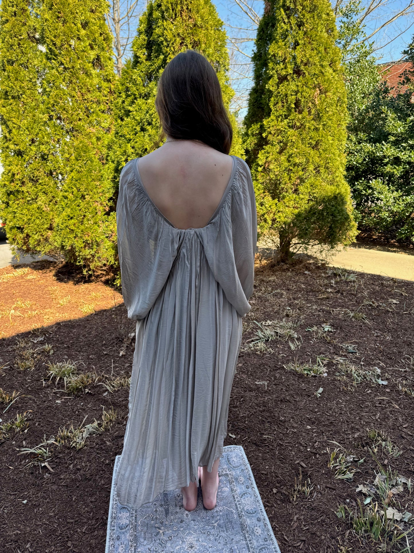 Silk Draped Midi Dress