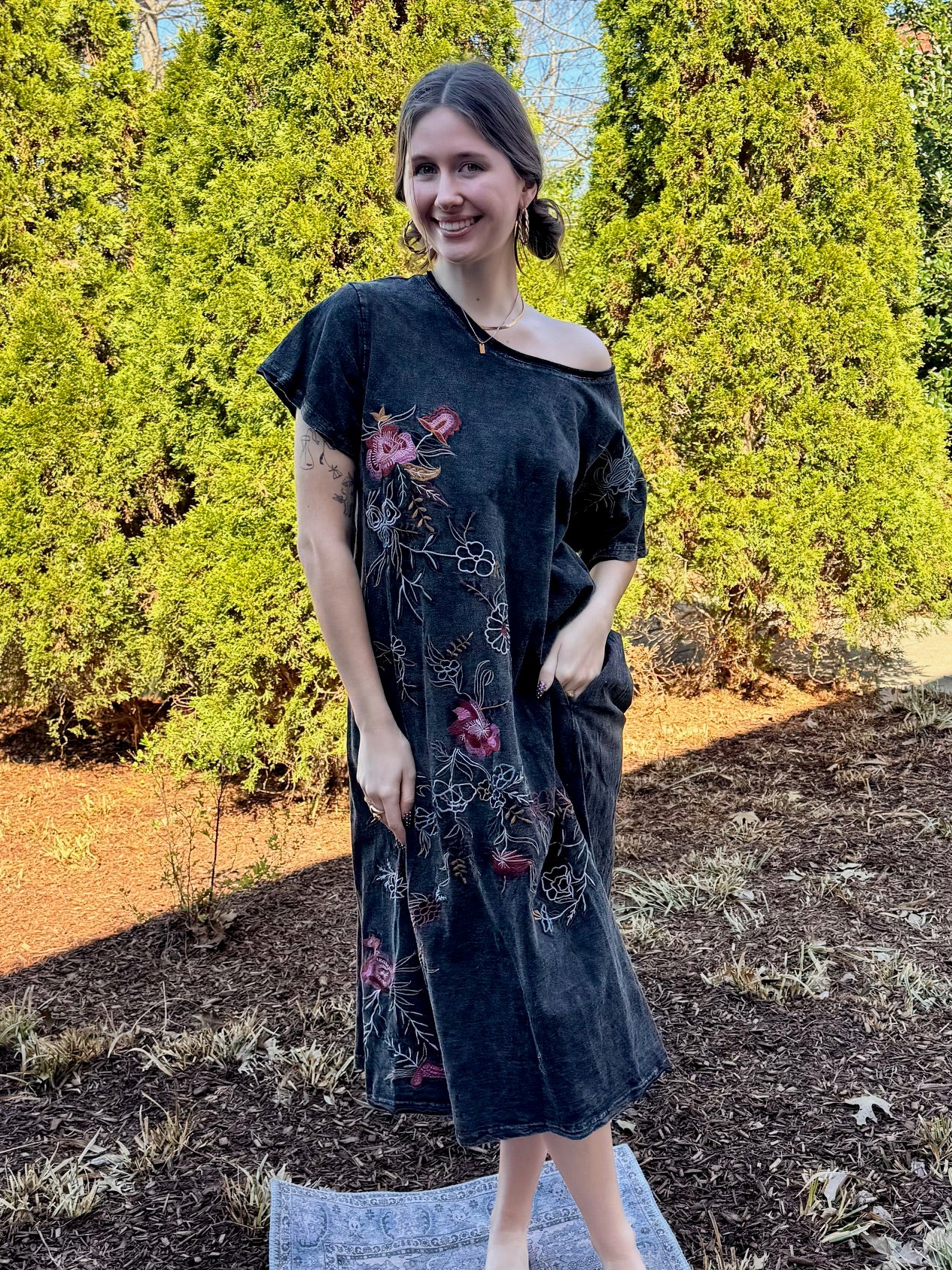 Dawn Floral Embroidered Tee Dress