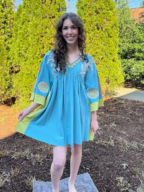 Tropical Hippie Embroidered Dress