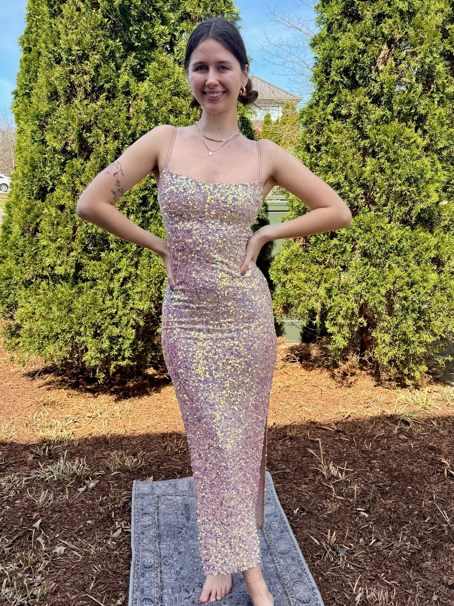 Rylee Blush Sequin Dress