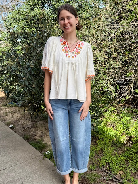Cabo Vacation Flower Blouse