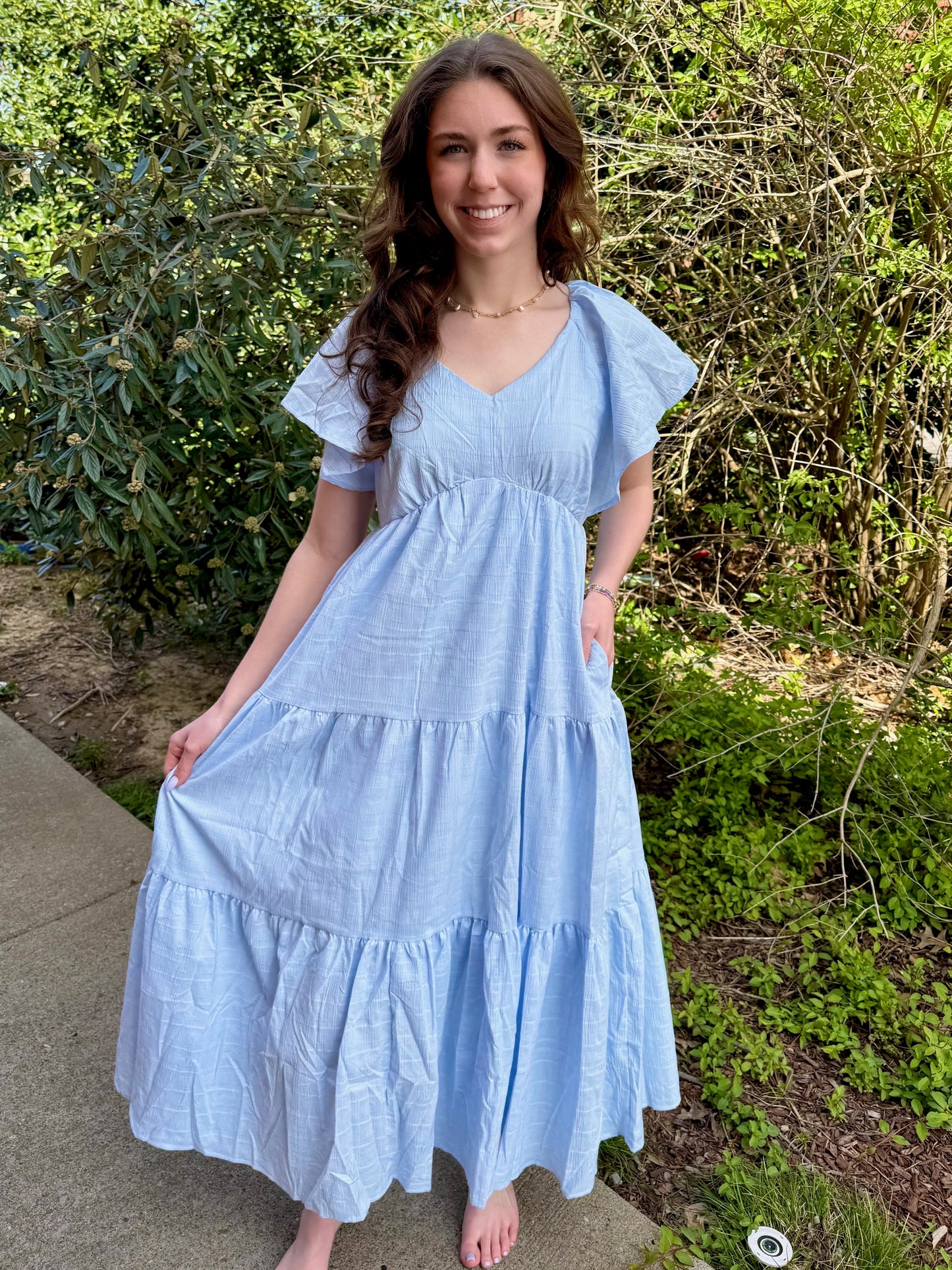 Wing Sleeve Maxi Dress